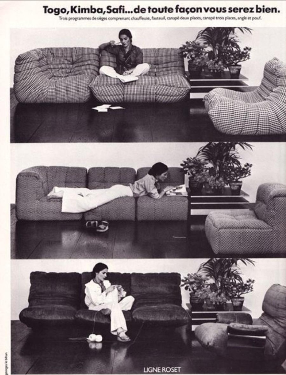Vintage Ligne Roset Togo, Kimba and Safi advertisement